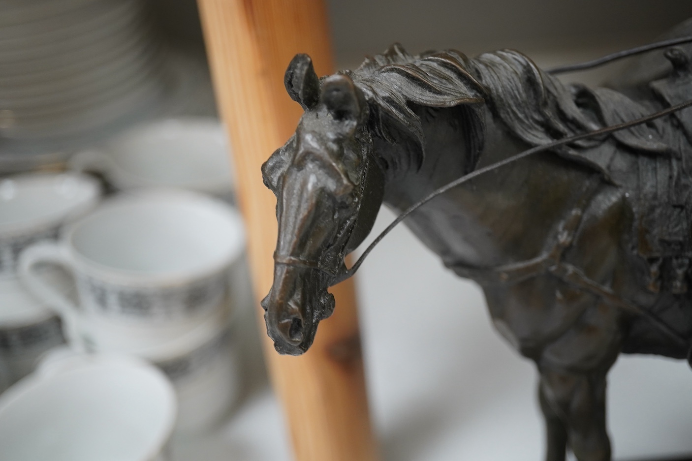 After Paillet (French, 19th. C), bronze model of an Arab on horseback, 40cm high